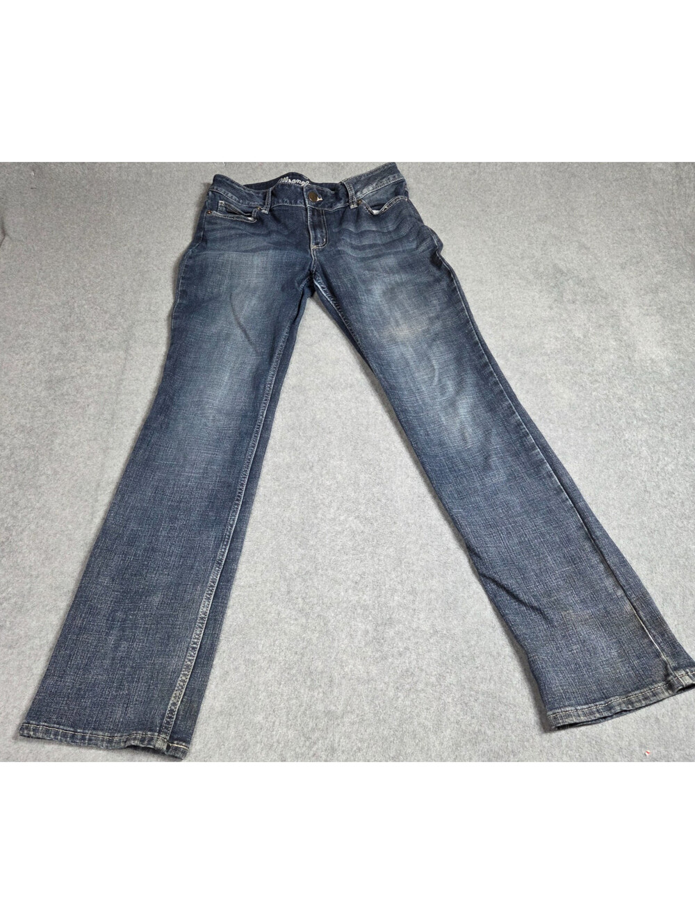 WRANGLER JEANS Women's 09MWTMS Straight Leg Mid Rise Stretch Denim Blue 37x32